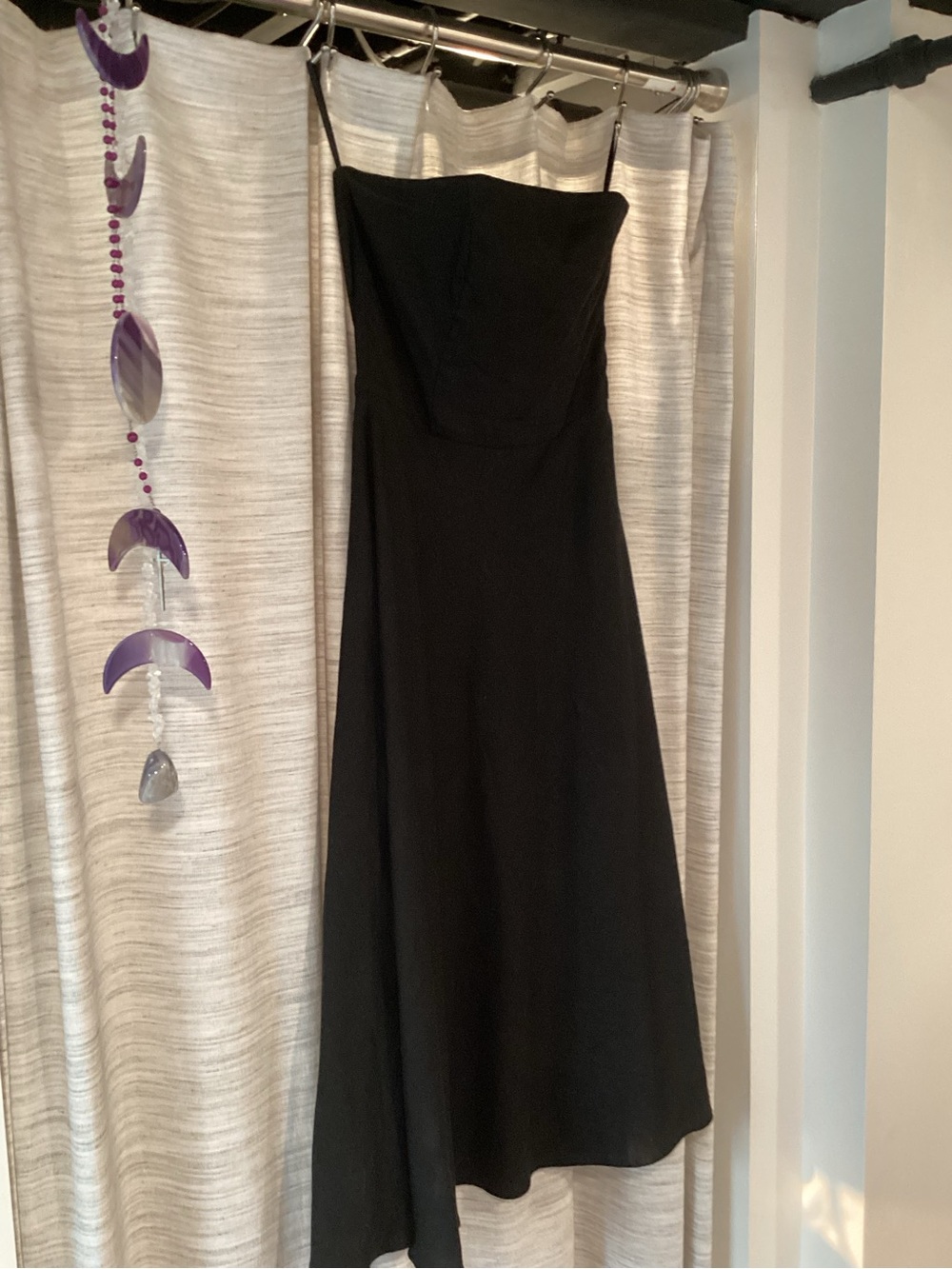 Banana Republic Black Strapless Linen tea length  Dress